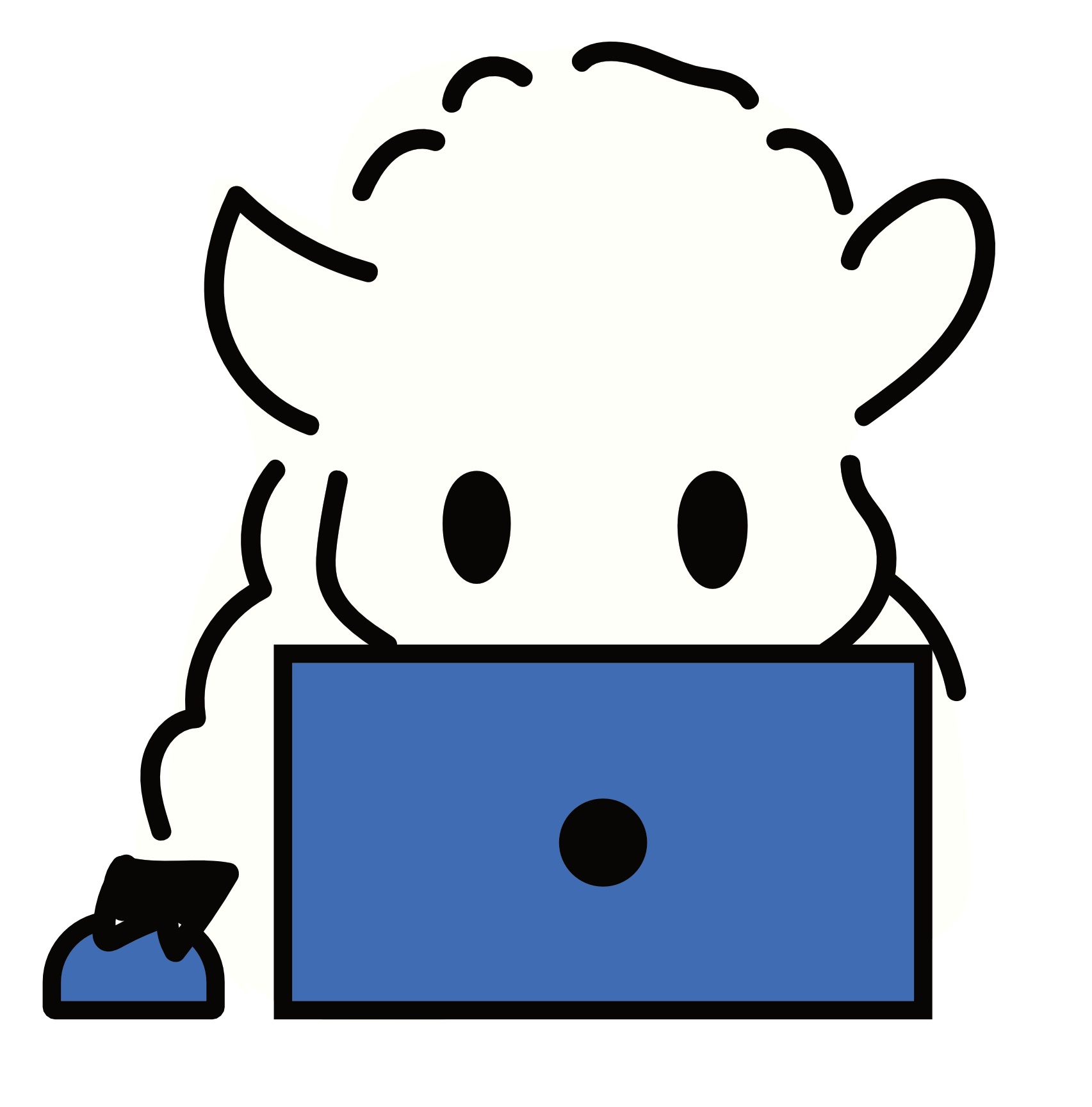 ノートパソコンに向かうひつじのイラスト