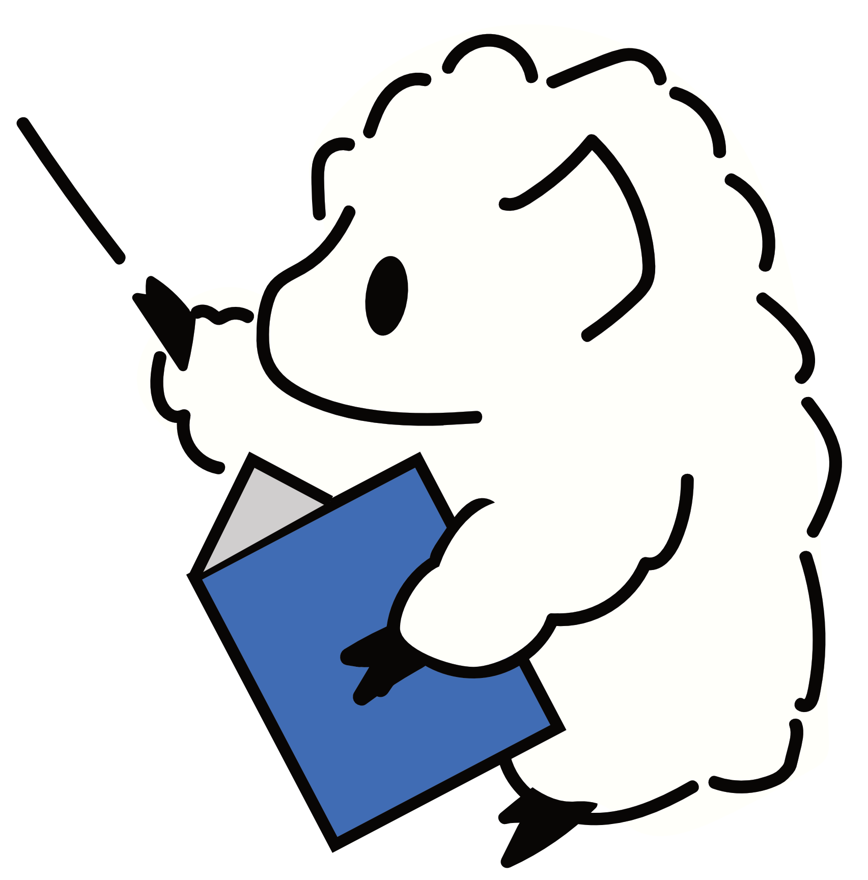 本を持って案内するひつじのイラスト